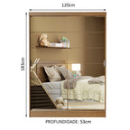 Clóset Infantil 119 cm 2 Puertas Corredizas Con 2 Espejos Marrón Nick Madesa