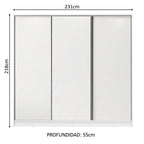 Clóset Matrimonial 231 cm 3 Puertas Corredizas 4 Cajones 100% MDF Blanco Royale Madesa