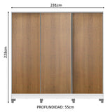 Clóset Matrimonial 100% MDF Royale 3 Puertas Correderas con Patas Blanco/Marrón