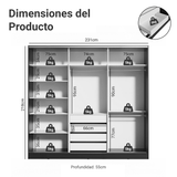 Clóset Matrimonial 3 Puertas Corredizas Negro/Marrón 100% MDF Royale