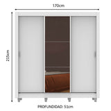 Clóset Matrimonial Lyon Plus 3 Puertas Correderas con Espejo 4 Cajones con Patas Blanco