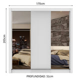 Clóset Matrimonial Lyon Plus 3 Puertas Correderas con Espejos 4 Cajones Blanco