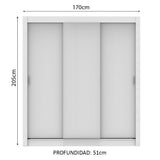 Clóset Matrimonial Lyon Plus 3 Puertas Correderas 4 Cajones Blanco