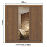 Clóset Matrimonial Lyon 3 Puertas Correderas con Espejo 2 Cajones Marrón