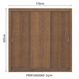 Clóset Matrimonial Lyon 3 Puertas Correderas 2 Cajones Marrón