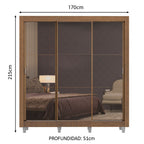 Clóset Matrimonial Lyon Plus 3 Puertas Correderas de Espejo 4 Cajones con Patas Marrón