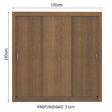 Clóset Matrimonial Lyon Plus 3 Puertas Correderas 4 Cajones Marrón