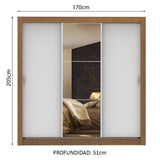 Clóset Matrimonial Lyon 3 Puertas Correderas con Espejo 2 Cajones Marrón/Blanco