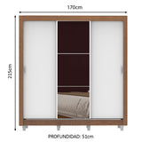 Clóset Matrimonial Lyon 3 Puertas Correderas con Espejo 2 Cajones con Patas Marrón/Blanco