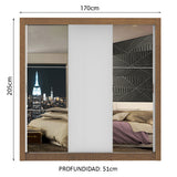 Clóset Matrimonial Lyon 3 Puertas Correderas con Espejos 2 Cajones Marrón/Blanco
