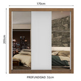 Clóset Matrimonial Lyon Plus 3 Puertas Correderas con Espejos 4 Cajones Marrón/Blanco
