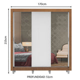 Clóset Matrimonial Lyon Plus 3 Puertas Correderas con Espejos 4 Cajones con Patas Marrón/Blanco