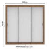 Clóset Matrimonial Lyon 3 Puertas Correderas 2 Cajones Marrón/Blanco
