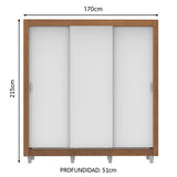 Clóset Matrimonial Lyon Plus 3 Puertas Correderas 4 Cajones con Patas Marrón/Blanco
