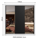 Clóset Matrimonial Lyon Plus 3 Puertas Correderas con Espejos 4 Cajones Blanco/Negro