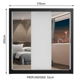 Clóset Matrimonial Lyon Plus 3 Puertas Correderas con Espejos 4 Cajones Negro/Blanco