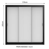 Clóset Matrimonial Lyon 3 Puertas Correderas 2 Cajones Negro/Blanco