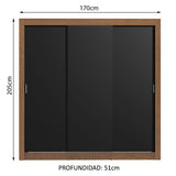 Clóset Matrimonial Monaco 3 Puertas Corredizas Marrón/Negro