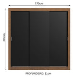 Clóset Matrimonial Lyon Plus 3 Puertas Correderas 4 Cajones Marrón/Negro