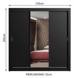 Clóset Matrimonial Monaco 3 Puertas Corredizas 1 con Espejo Negro