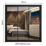 Clóset Matrimonial Monaco 3 Puertas Corredizas con Espejo Negro