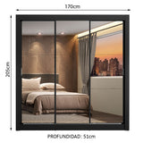 Clóset Matrimonial Lyon 3 Puertas Correderas con Espejo 2 Cajones Negro