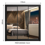 Clóset Matrimonial Lyon Plus 3 Puertas Correderas con Espejo 4 Cajones Negro