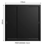 Clóset Matrimonial Lyon Plus 3 Puertas Correderas 4 Cajones Negro
