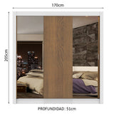 Clóset Matrimonial Lyon Plus 3 Puertas Correderas con Espejos 4 Cajones Blanco/Marrón
