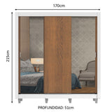 Clóset Matrimonial Lyon Plus 3 Puertas Correderas con Espejos 4 Cajones con Patas Blanco/Marrón