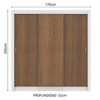 Clóset Matrimonial 170 cm 3 Puertas Corredizas 2 Cajones Blanco/Marrón Lyon Madesa
