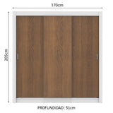 Clóset Matrimonial Lyon Plus 3 Puertas Correderas 4 Cajones Blanco/Marrón