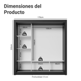 Clóset Matrimonial Monaco 3 Puertas Corredizas 2 con Espejos Negro/Marrón