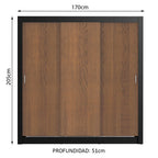 Clóset Matrimonial 170 cm 3 Puertas Corredizas 2 Cajones Negro/Marrón Lyon Madesa
