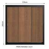 Clóset Matrimonial Lyon Plus 3 Puertas Correderas 4 Cajones Negro/Marrón