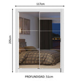 Clóset Individual Madesa Dallas Plus 2 Puertas Corredizas de Espejo 4 Cajones Blanco