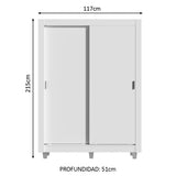Clóset Soltero Dallas 2 Puertas Correderas 2 Cajones con Patas Blanco