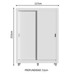Clóset Soltero Dallas Plus 2 Puertas Correderas 4 Cajones con Patas Blanco