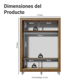 Clóset Soltero Denver 2 Puertas Corredizas Espejo con Patas Marrón