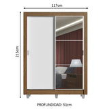 Clóset Soltero Denver 2 Puertas Corredizas Espejo con Patas Marrón/Blanco