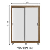 Clóset Soltero Dallas Plus 2 Puertas Corredizas 4 Cajones con Patas Marrón/Blanco