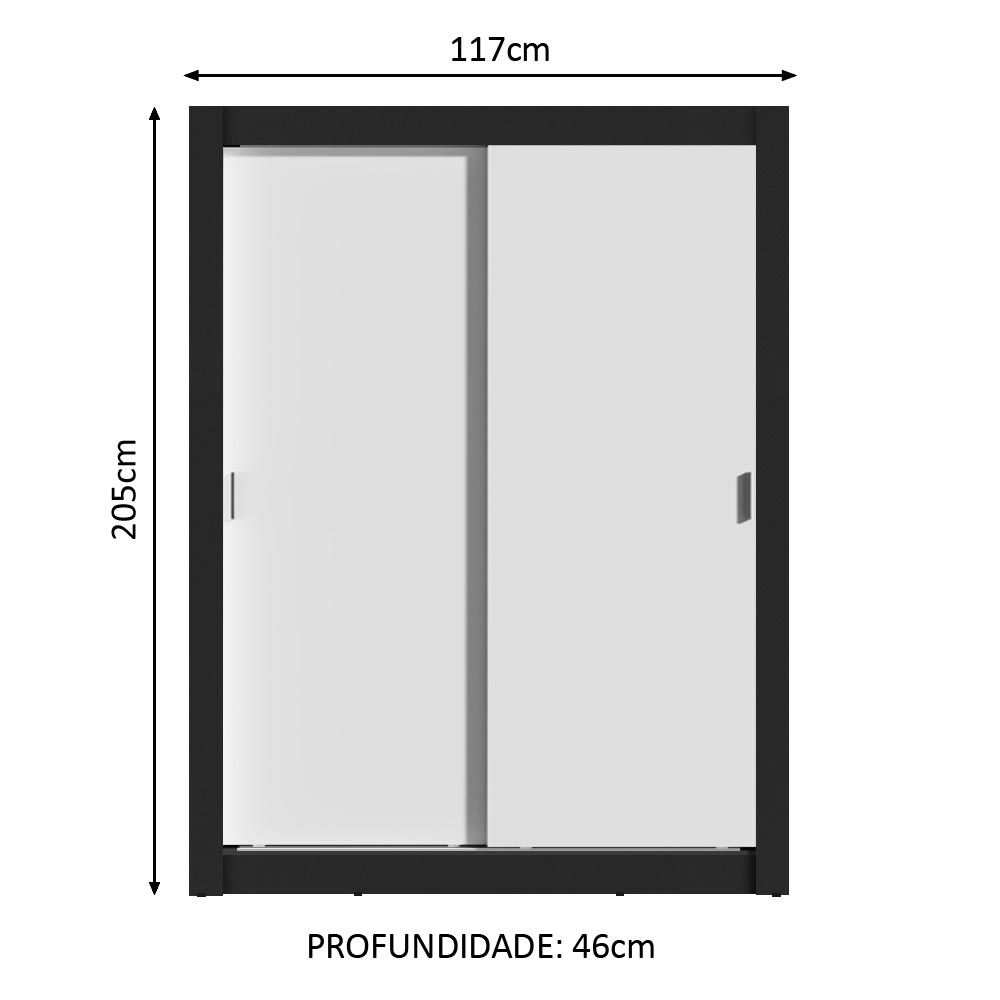 Clóset Soltero Denver 2 Puertas Corredizas Negro/Blanco