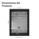 Clóset Soltero Denver 2 Puertas Corredizas con Espejo Negro