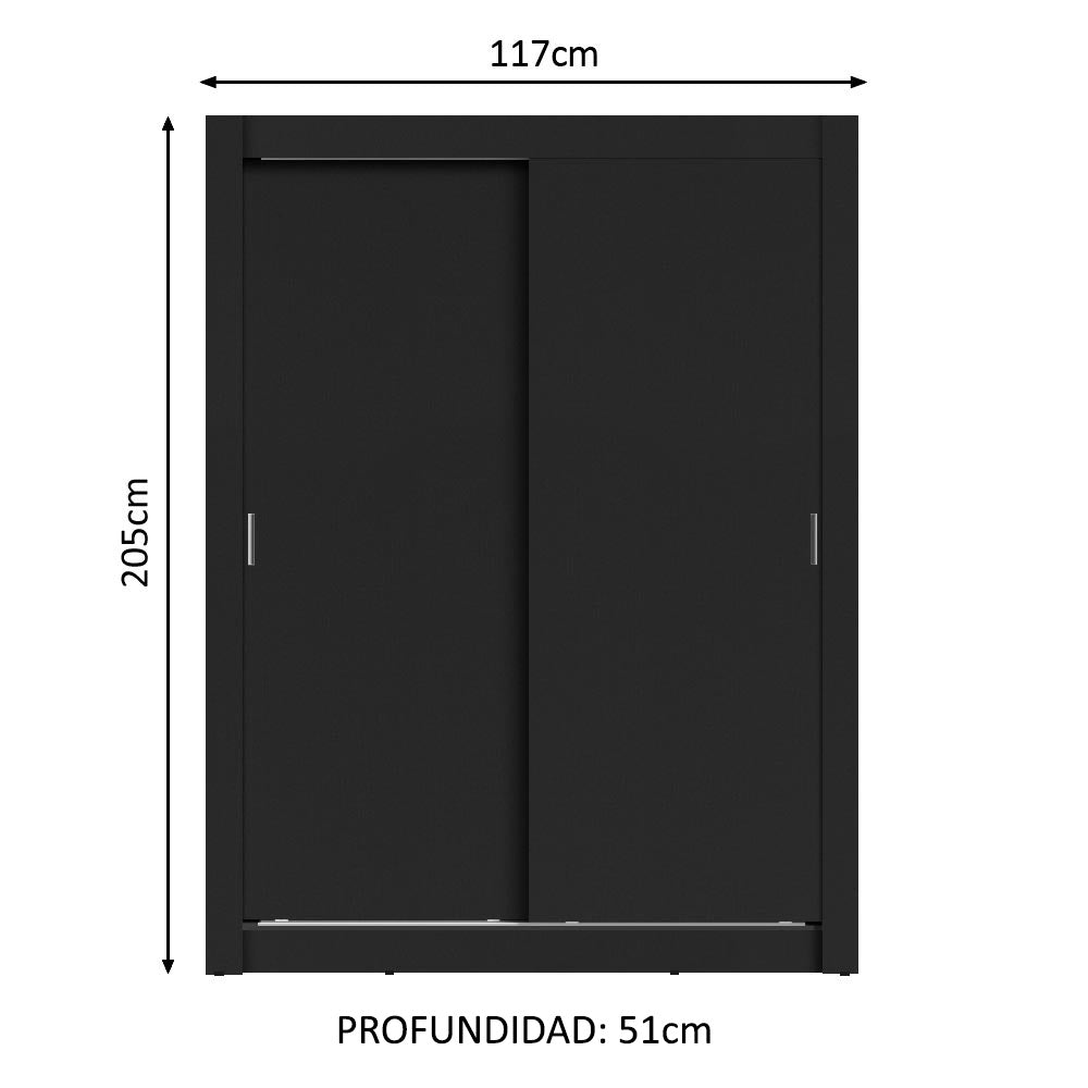 Clóset Soltero Denver 2 Puertas Corredizas Negro