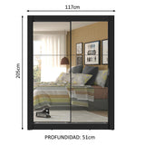 Clóset Soltero Denver 2 Puertas Corredizas 2 con Espejo Negro