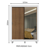 Clóset Soltero Denver 2 Puertas Corredizas Espejo con Patas Blanco/Marrón