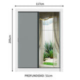 Clóset Soltero Denver 2 Puertas Corredizas con Espejo Blanco/Gris