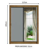 Clóset Soltero Denver 2 Puertas Corredizas con Espejo Marrón/Gris