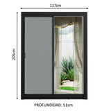 Clóset Soltero Denver 2 Puertas Corredizas con Espejo Negro/Gris