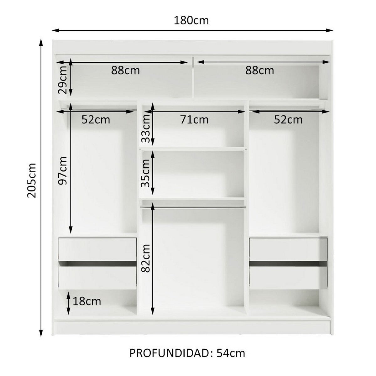 Clóset Matrimonial Reno 3 Puertas Corredizas - Blanco